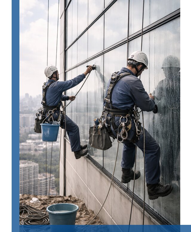 Профессиональная мойка фасадных окон альпинистами в Пыти-Яхах