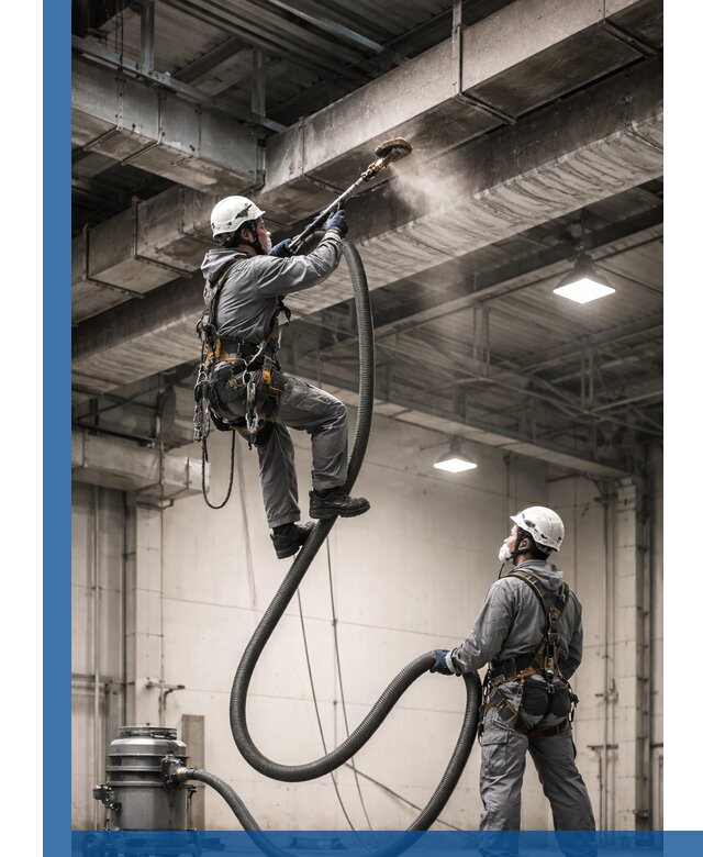 Обеспыливание потолочных конструкций в Пыти-Яхах промышленным альпинизмом