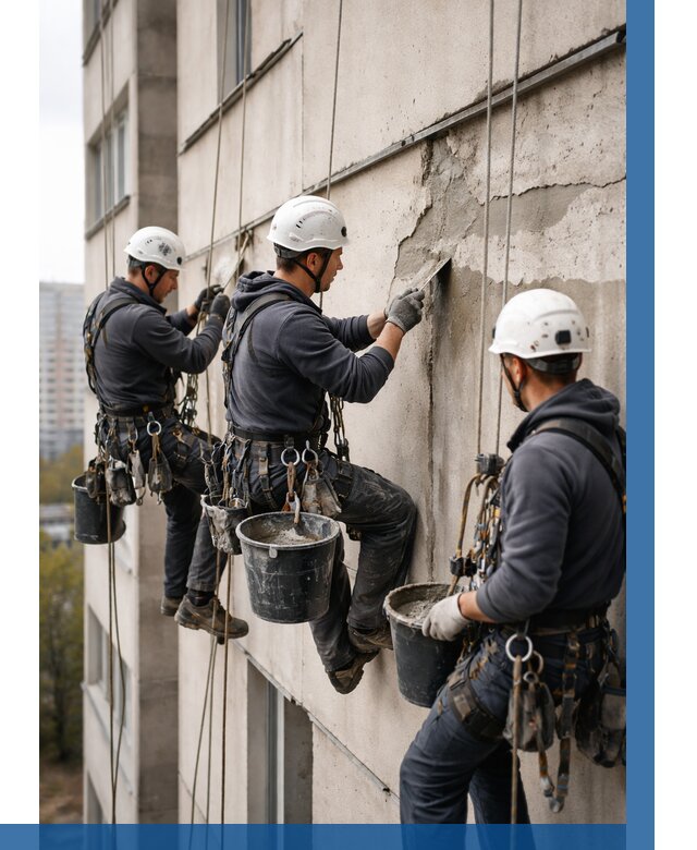 Ремонт бетонных элементов фасада в Пыти-Яхах от 2543 р. | ВЫСОТНИК-Пть