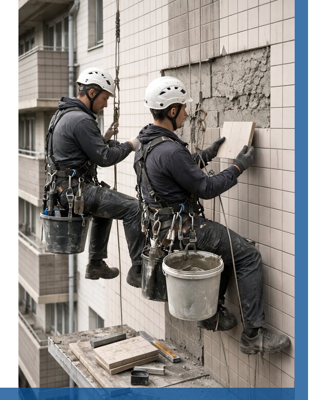 Ремонт облицовки фасада плиткой в Пыти-Яхах от 1831 р. | ВЫСОТНИК-Пть