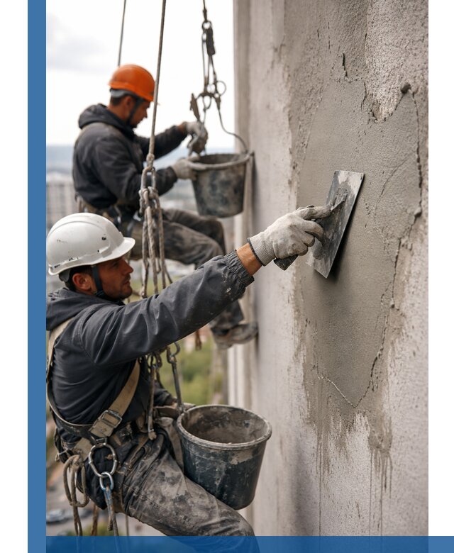 Штукатурка фасада на высоте в Пыти-Яхах профессиональные работы