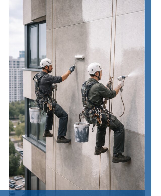 Покраска фасада альпинистами в Пыти-Яхах от 305 р. | ВЫСОТНИК-Пть