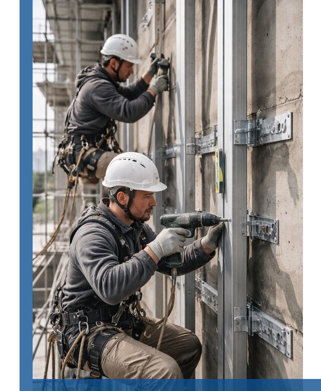 Монтаж и крепление подсистемы вентфасада в Пыти-Яхах