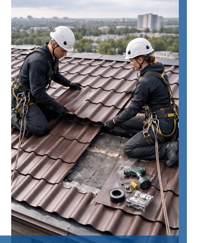 Ремонт металлочерепицы на крыше в Пыти-Яхах от 916 р. | ВЫСОТНИК-Пть