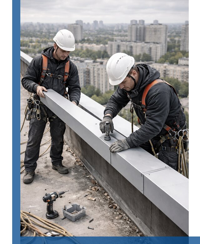 Монтаж парапетных крышек и ограждений кровли в Пыти-Яхах