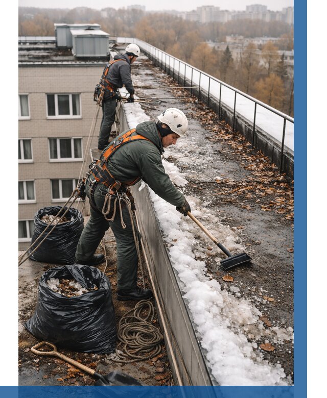 Очистка кровли по периметру в Пыти-Яхах от 560 р. | ВЫСОТНИК-Пть