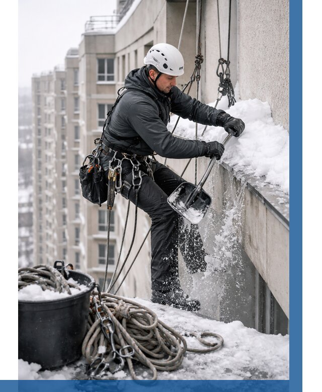 Очистка карнизов от снега в Пыти-Яхах от 305 р. | ВЫСОТНИК-Пть