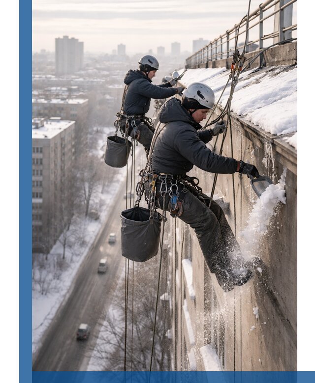 Очистка карнизов от снега в Пыти-Яхах профессионально и безопасно