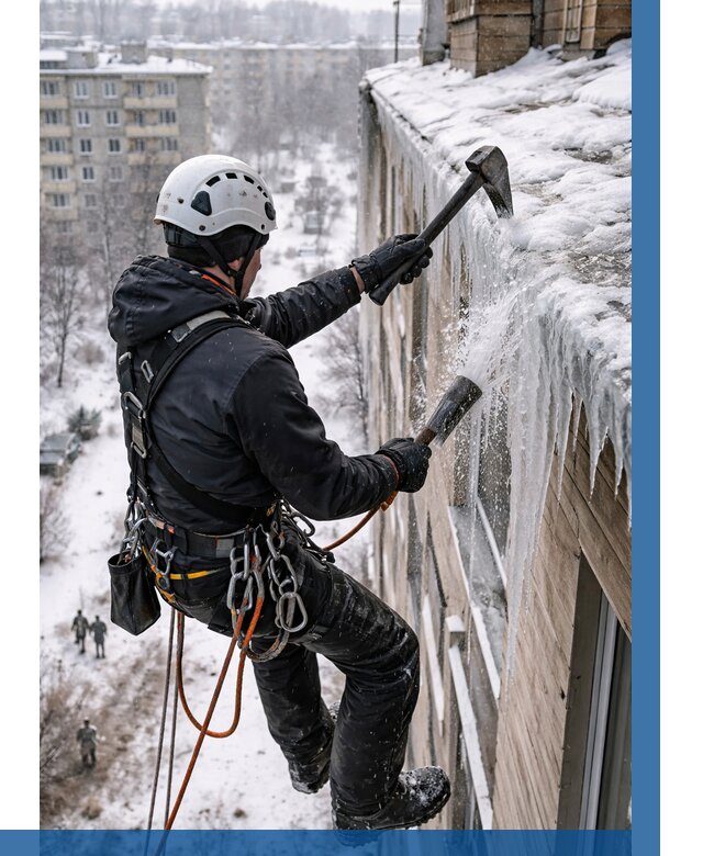 Сбивание сосулек с крыши в Пыти-Яхах по цене от 4578 р. | ВЫСОТНИК-Пть