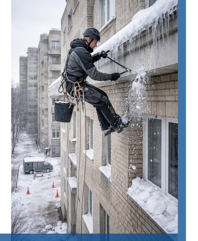 Удаление наледи с карнизов в Пыти-Яхах от 356 р. | ВЫСОТНИК-Пть