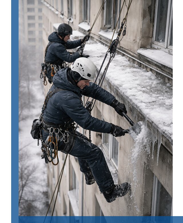 Удаление наледи и сосулек с карнизов в Пыти-Яхах профессионально
