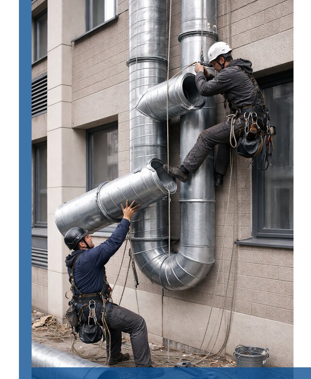Монтаж фасадных воздуховодов в Пыти-Яхах с герметизацией и крепежом