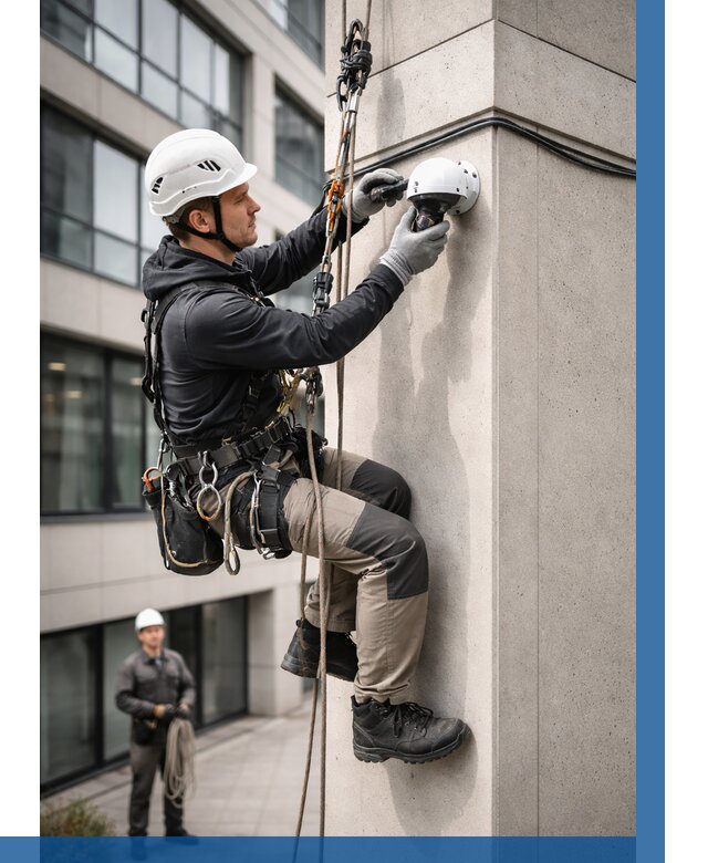 Монтаж камер видеонаблюдения на фасаде в Пыти-Яхах от 8647 р.-ВЫСОТНИК-Пть