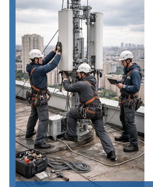 Монтаж антенн связи на крыше в Пыти-Яхах с вводом в эксплуатацию