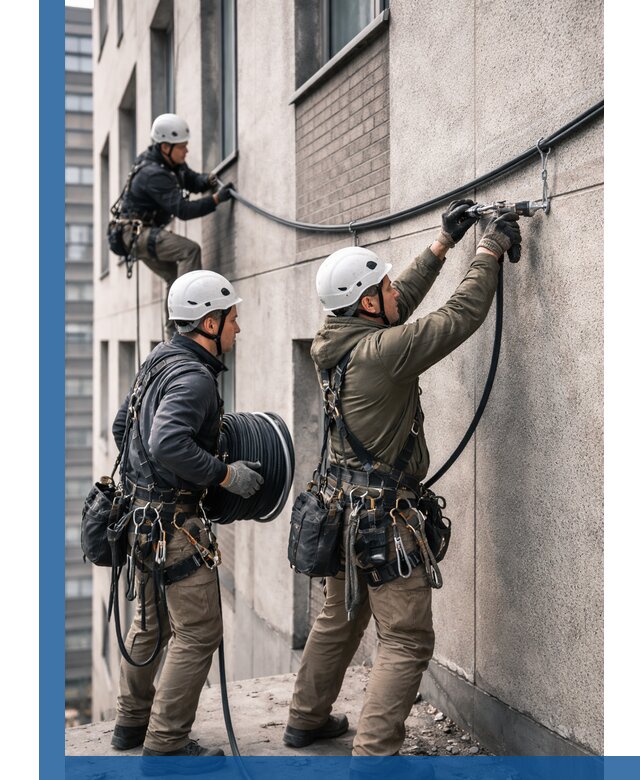 Прокладка кабеля по фасаду в Пыти-Яхах, профессиональный монтаж