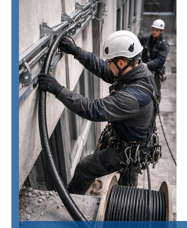 Протяжка кабеля питания на высоте в Пыти-Яхах с гарантией безопасности и качества