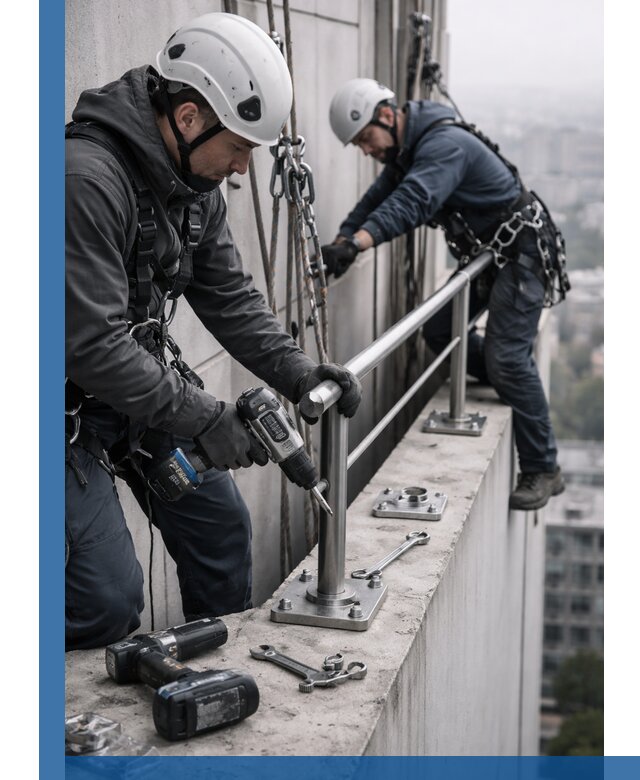 Монтаж перил на высоте в Пыти-Яхах для жилых и промобъектов