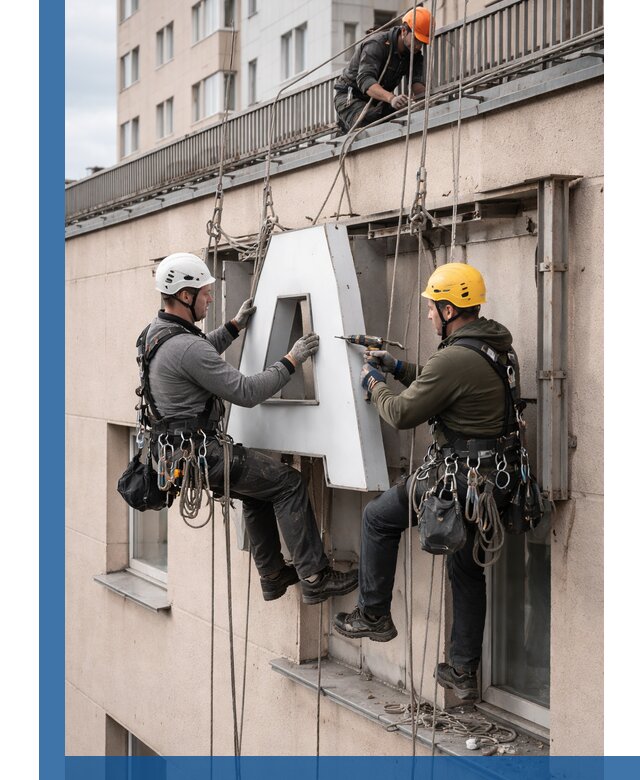 Ремонт и восстановление наружных вывесок на высоте в Пыти-Яхах