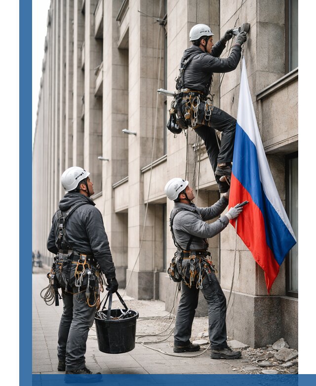 Профессиональная установка флагов на фасаде в Пыти-Яхах