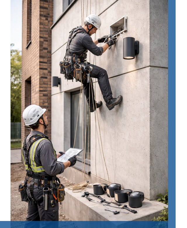 Монтаж фасадного освещения в Пыти-Яхах от 2543 р. | ВЫСОТНИК-Пть