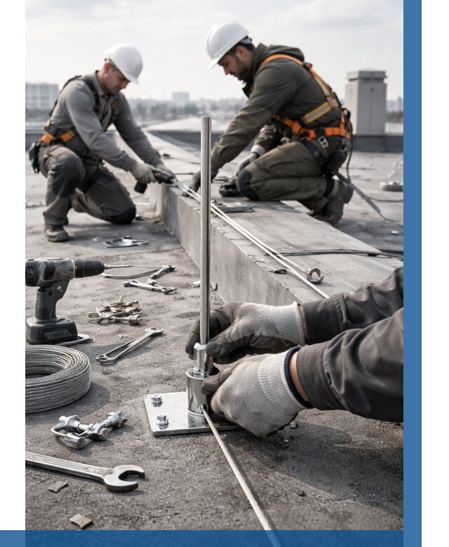 Монтаж молниезащиты на кровле в Пыти-Яхах цена от 25433 р. | ВЫСОТНИК-Пть