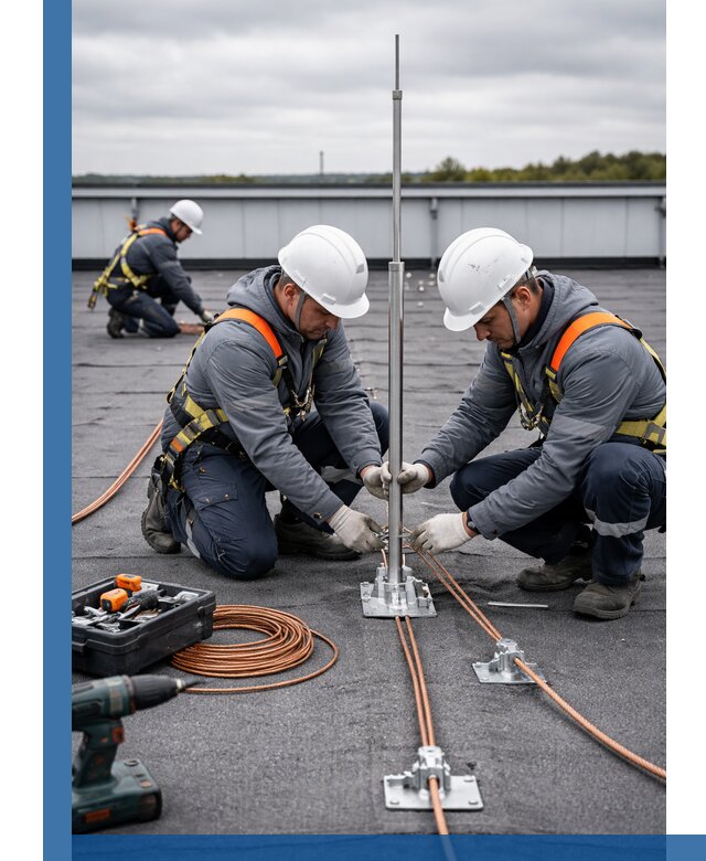 Монтаж молниезащиты на кровле в Пыти-Яхах под ключ с гарантией