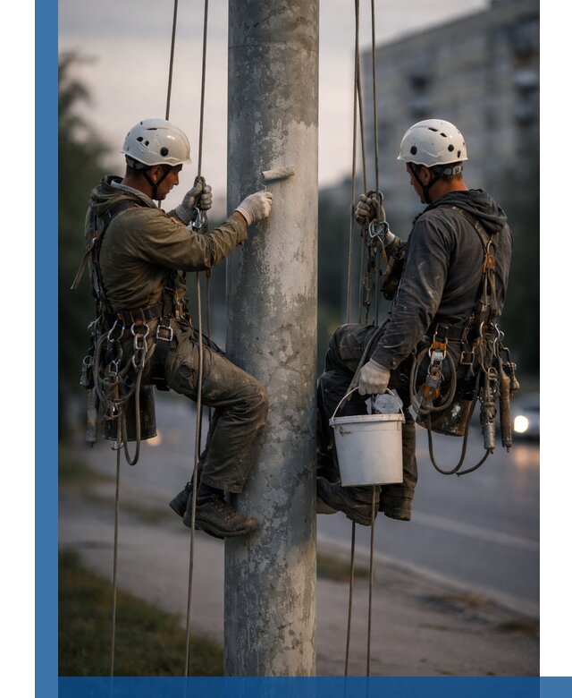 Покраска опор освещения и антикоррозийная защита в Пыти-Яхах